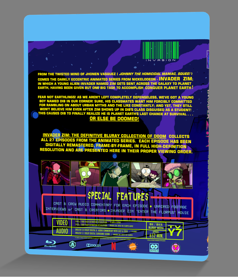 Invader Zim: The Complete Series Bluray (3-Disc Set) | All Episodes w/ Movie + Extras